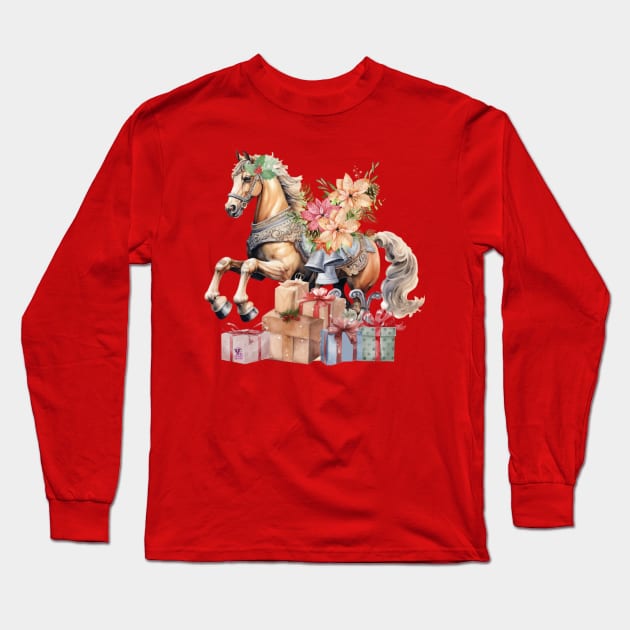 Christmas rocking horse Long Sleeve T-Shirt by Viper Unconvetional Concept